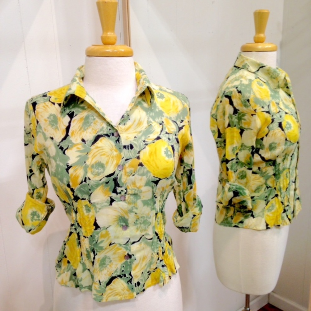 Anthropologie Odille Floral Pearl Snap Button-Down